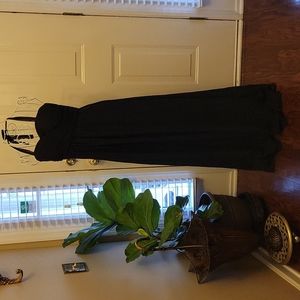 Weddington full length black halter dress built in bra lined empire waist 8 …EUC